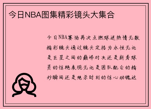 今日NBA图集精彩镜头大集合